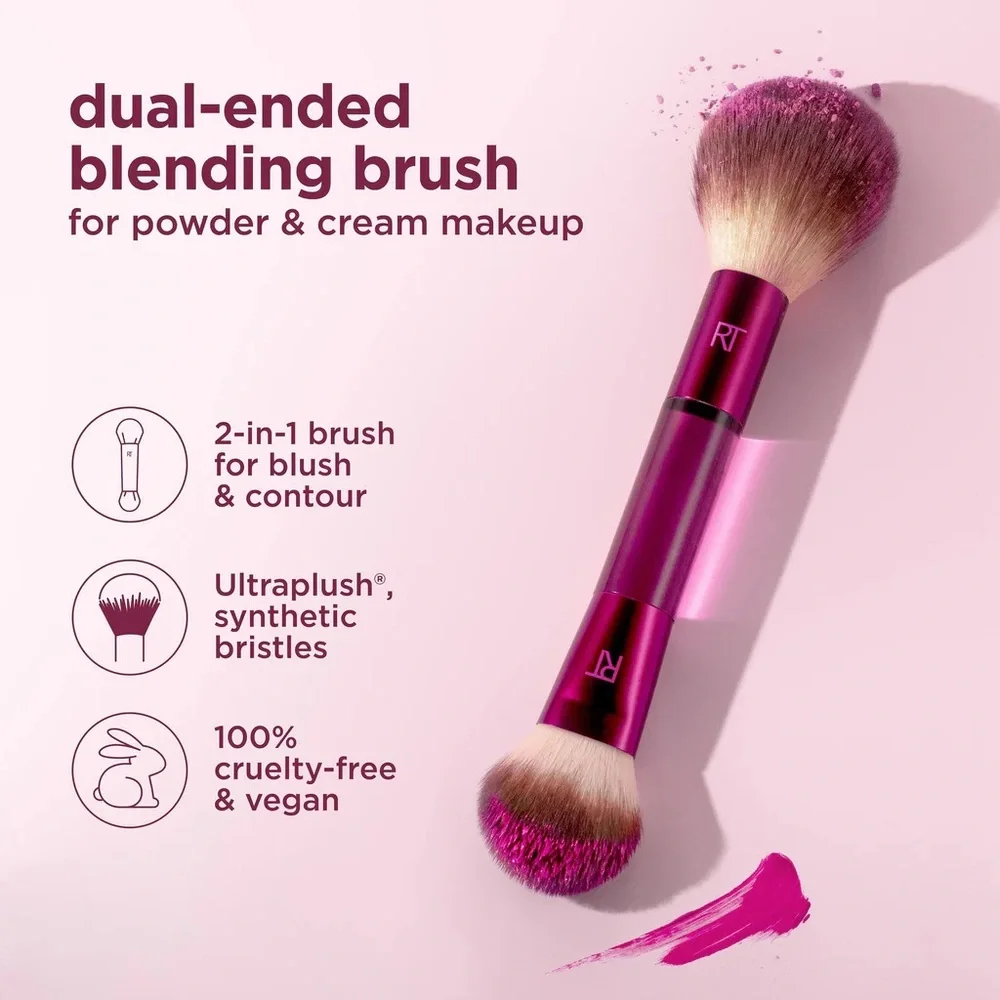 Real Techniques Berry Kiss Perfect Pair Blending Makeup Brush - New